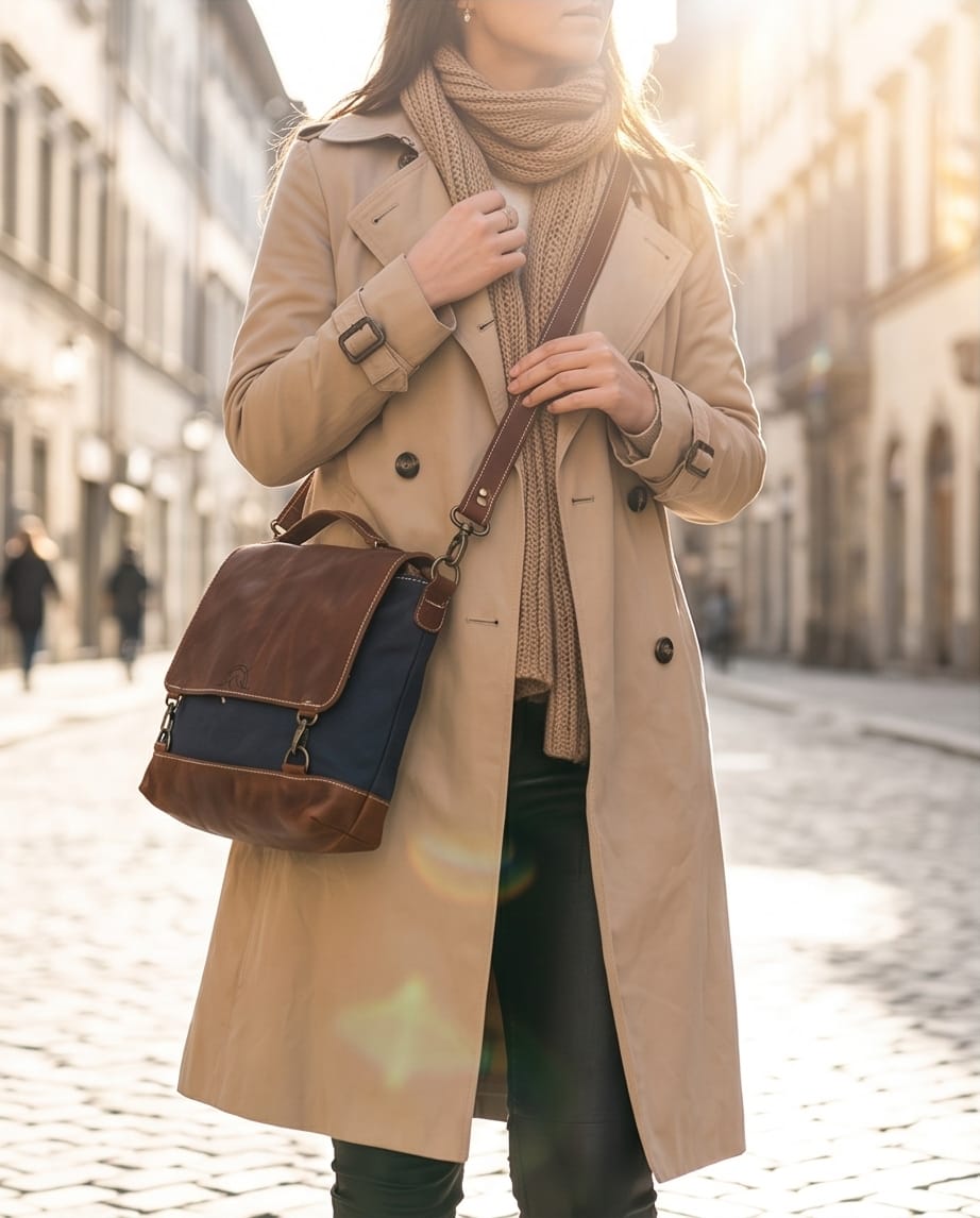 Boot & Rally Leather Canvas Laptop Bag
